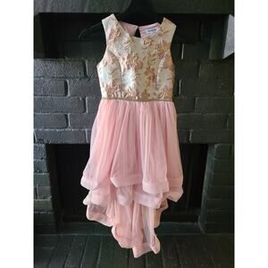 Speechless kids jacquard bodice formal hi low pink dress Sz 8